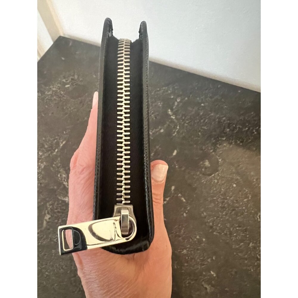 Saint Laurent Black Leather Zippered Wallet With Card Slots & Coin Pouch For Wom - Picture 5 of 11